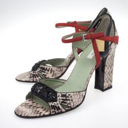 مملوكة مسبقًا Prada Pink Python Embossed Sandals Size 38