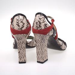 مملوكة مسبقًا Prada Pink Python Embossed Sandals Size 38