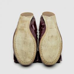 مملوكة مسبقًا Prada Maroon Patent Large Bow Ballet Flats Size 36.5