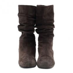 مملوكة مسبقًا بوت برادا فلات سبورت بطول منتصف الساق جلد سويدي بني مقاس 37