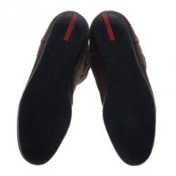 مملوكة مسبقًا بوت برادا فلات سبورت بطول منتصف الساق جلد سويدي بني مقاس 37