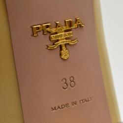 مملوكة مسبقًا Prada Beige Patent Leather Square Buckle Pumps Size 38
