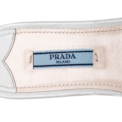 Pre Owned Prada Off White Saffiano Leather Slides Sandals Size 37