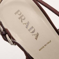 Pre Owned Prada Brown Satin Square Toe Pumps Size 39.5