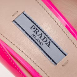 Pre Owned Prada Neon Pink Patent Peep-Toe Platform Pumps Size 39