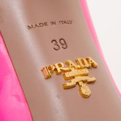 Pre Owned Prada Neon Pink Patent Peep-Toe Platform Pumps Size 39