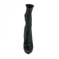 Pre Owned Prada Black Leather Mid Calf Boots Size 38.5
