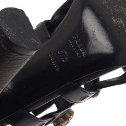 مملوكة مسبقًا Prada Black Embellished Leather Strappy Sandals Size 37.5