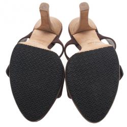 Pre Owned Prada Brown Suede Buckle Detail Slides Size 40