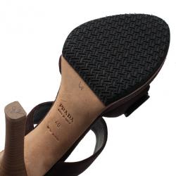 Pre Owned Prada Brown Suede Buckle Detail Slides Size 40