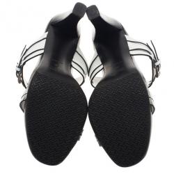 Pre Owned Prada White Leather Buckle Detail Slides Size 40