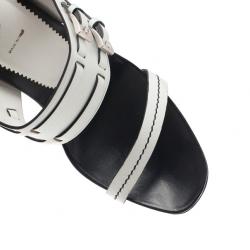 Pre Owned Prada White Leather Buckle Detail Slides Size 40