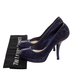 Pre Owned Dior Violet Cut-Out Suede and Leather Platform Pumps Size 36.5