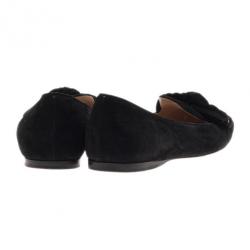 Pre Owned Prada Black Suede Bow Smoking Slippers Size 36.5