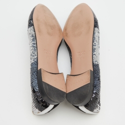 Pre Owned Prada Metallic Sequin Embellished Smoking Slippers Size 37.5