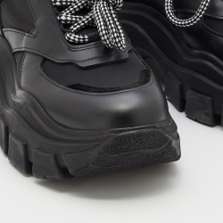 Pre Owned Prada Black Leather And Nylon Pegasus Low Top Sneakers Size 38.5