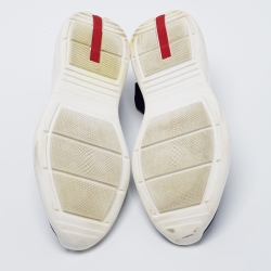 Pre Owned Prada Sport Navy Blue Knit Fabric High Top Sneakers Size 37.5