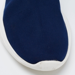 Pre Owned Prada Sport Navy Blue Knit Fabric High Top Sneakers Size 37.5