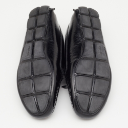 Pre Owned Prada Black Patent Leather Bow Slip On Loafers Size 38