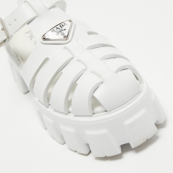 Pre Owned Prada White Rubber Slingback Sandals Size 39