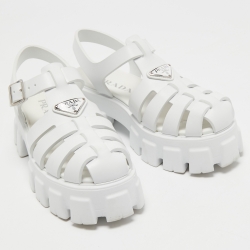 Pre Owned Prada White Rubber Slingback Sandals Size 39