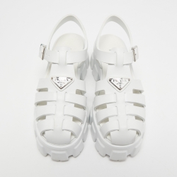 Pre Owned Prada White Rubber Slingback Sandals Size 39