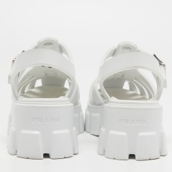 Pre Owned Prada White Rubber Slingback Sandals Size 39