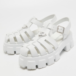 Pre Owned Prada White Rubber Slingback Sandals Size 39