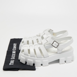 Pre Owned Prada White Rubber Slingback Sandals Size 39