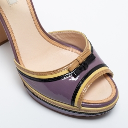 Prada Multicolor Patent Ankle Strap Sandals Size 38