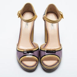 Prada Multicolor Patent Ankle Strap Sandals Size 38