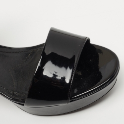 Prada Black Patent Ankle Strap Platform Sandals Size 38.5