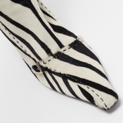 Pre Owned Prada Black/White Calf hair Zebra Printed Knee Length Boots Size 41
