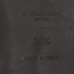 Pre Owned Prada Beige/Black Logo Print Canvas Flat Slides Size 38.5