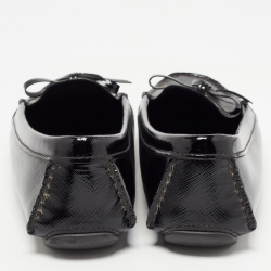 Pre Owned Prada Black Patent Leather Bow Detail Loafers Size 37.5