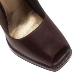 Pre Owned صندل برادا ج�لد بني فتحة أصبع وفتحة كعب مقاس 40