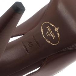 Prada Brown Leather Peep Toe Slingback Sandals Size 40