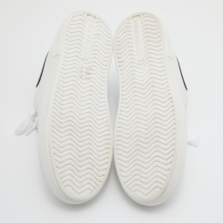 Pre Owned Prada White/Black Leather Macro Lace Up Sneakers Size 37