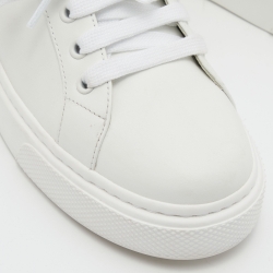Pre Owned Prada White/Black Leather Macro Lace Up Sneakers Size 37