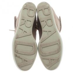 Pre Owned Prada Sport Beige Suede High Top Wedge Sneakers Size 35.5