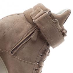 Pre Owned Prada Sport Beige Suede High Top Wedge Sneakers Size 35.5