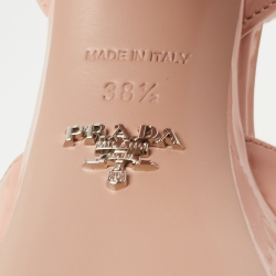 Pre Owned Prada  Blush Pink Patent Leather Ankle Strap Block Heel  Sandals Size 38.5