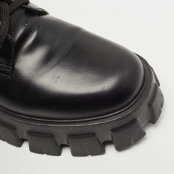 Prada Black Leather and Nylon Monolith Ankle Boots Size 39