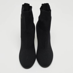 Pre Owned Prada Black Knit Fabric Sock Boots Size 38