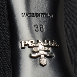 Pre Owned Prada Black Knit Fabric Sock Boots Size 38