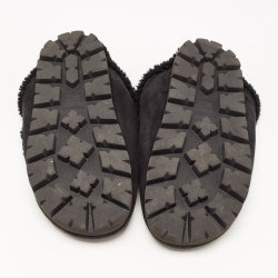 Pre Owned Prada Black Suede and Shearling Fur Lined Flat Mules Size 39