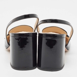 Pre Owned Prada Black Patent Leather Square Toe Slingback Pumps Size 38