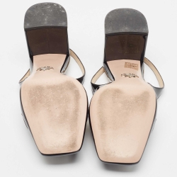 Pre Owned Prada Black Patent Leather Square Toe Slingback Pumps Size 38