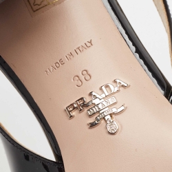 Pre Owned Prada Black Patent Leather Square Toe Slingback Pumps Size 38