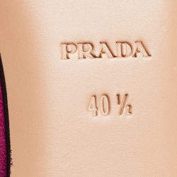Pre Owned Prada Fuchsia Suede Bow Ballet Flats Size 40.5